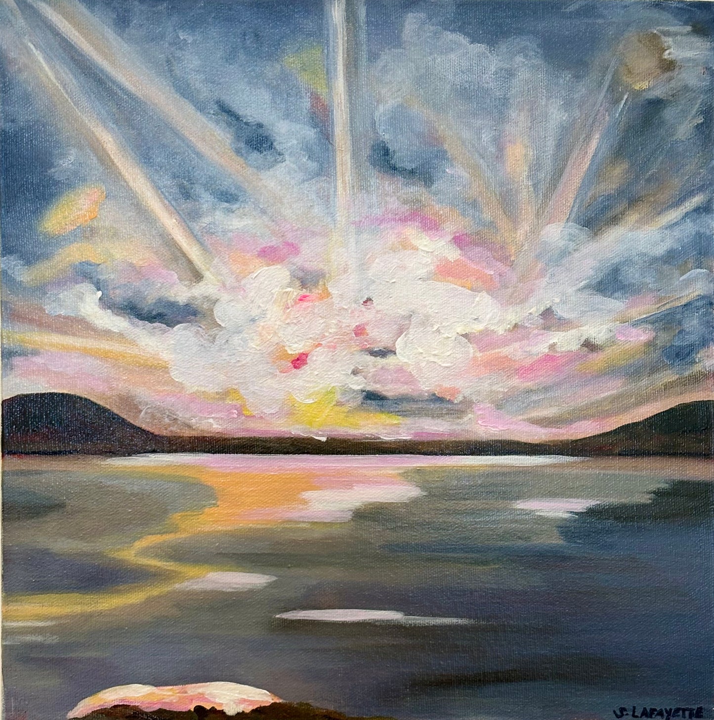 Sundown On The Ferry Home 12x12”